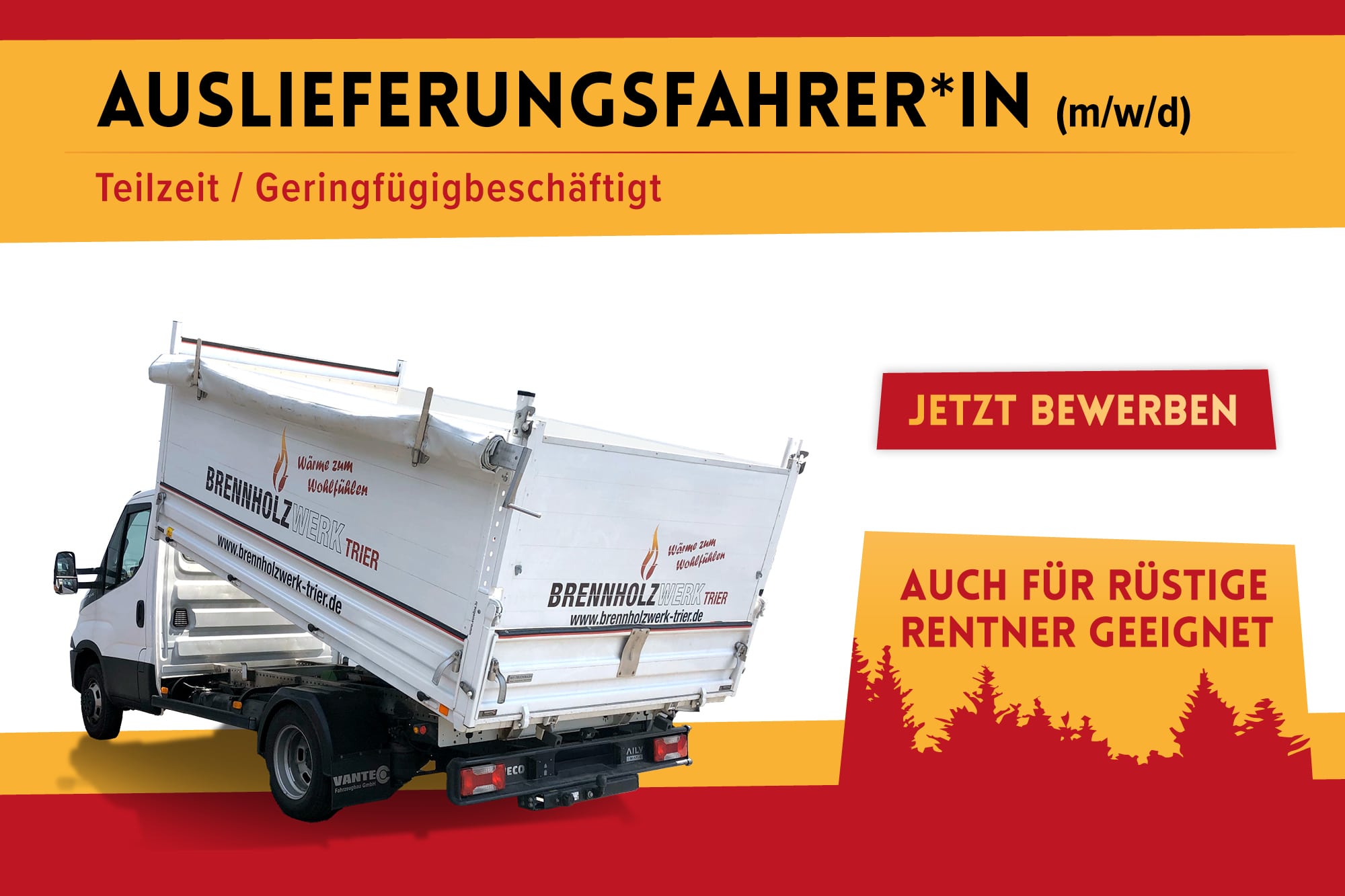 Jobausschreibung Fahrer - Teilzeit Geringfügigbeschäftigt